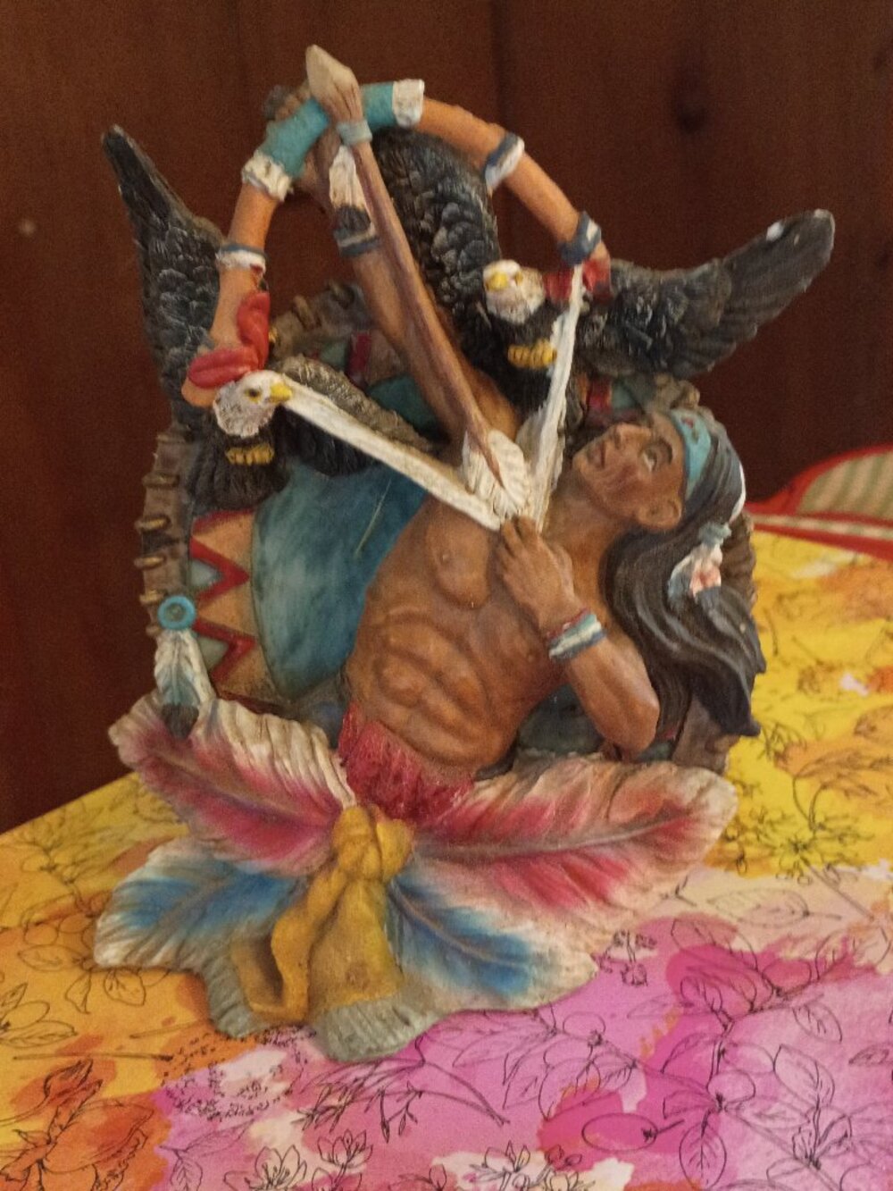 Bradford Exchange Hand Painted Ceramic Figure of a Native American Warrior